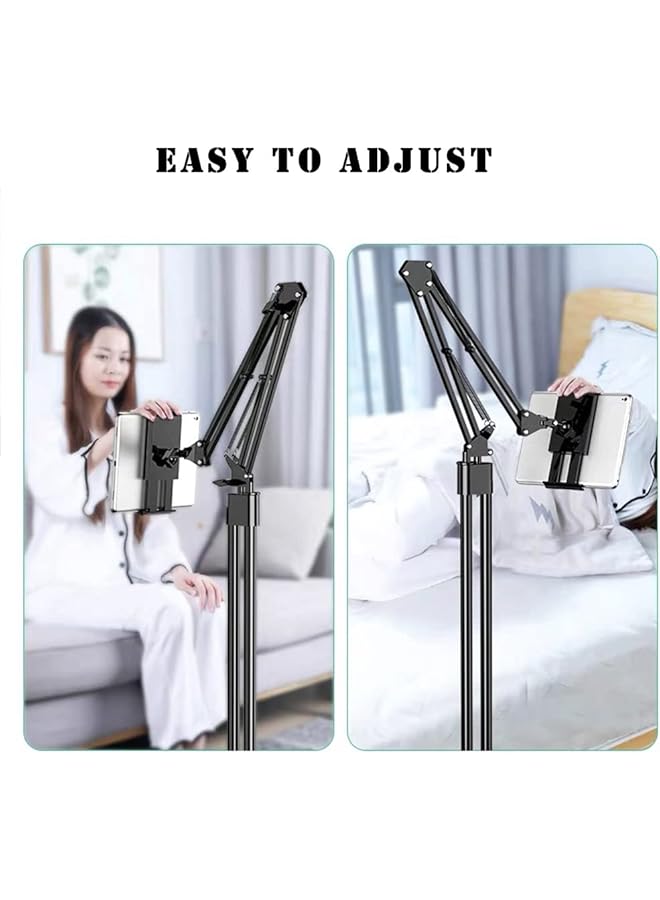 إيروريكس حامل تابلت 2 في 1 قابل للتعديل للمكتب والسرير وحامل الهاتف وحامل الأرضية لأجهزة آيباد وآيفون وسامسونج جالاكسي اللوحية مقاس 4.6 إلى 11.9 بوصة، باللون الأسود - Image 3