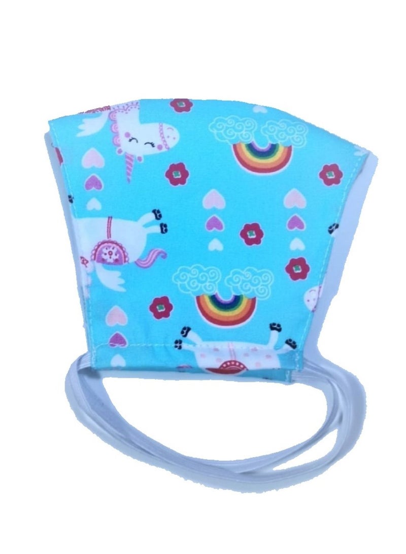 Pikkaboo Washable Mask-Unicorn Blue Love Kids - Image 2