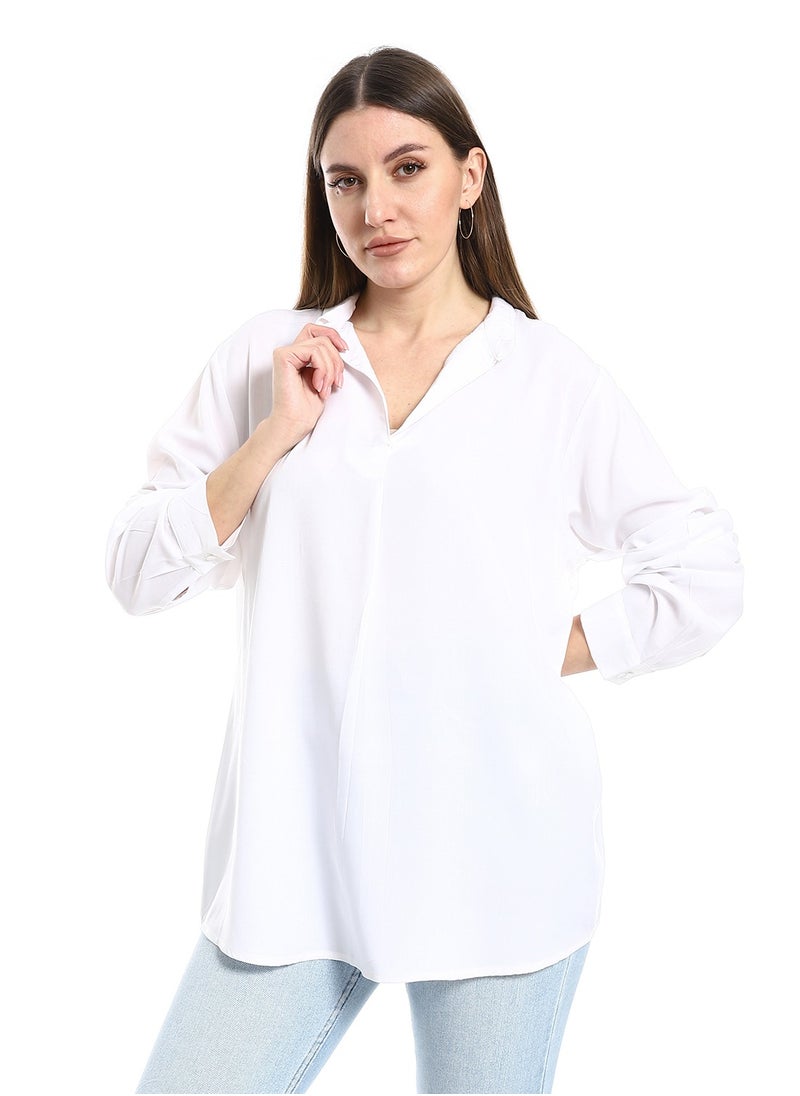 MERCH White blouse with a V-slit in the front  - Image 1
