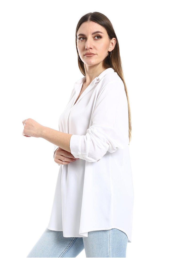 MERCH White blouse with a V-slit in the front  - Image 2