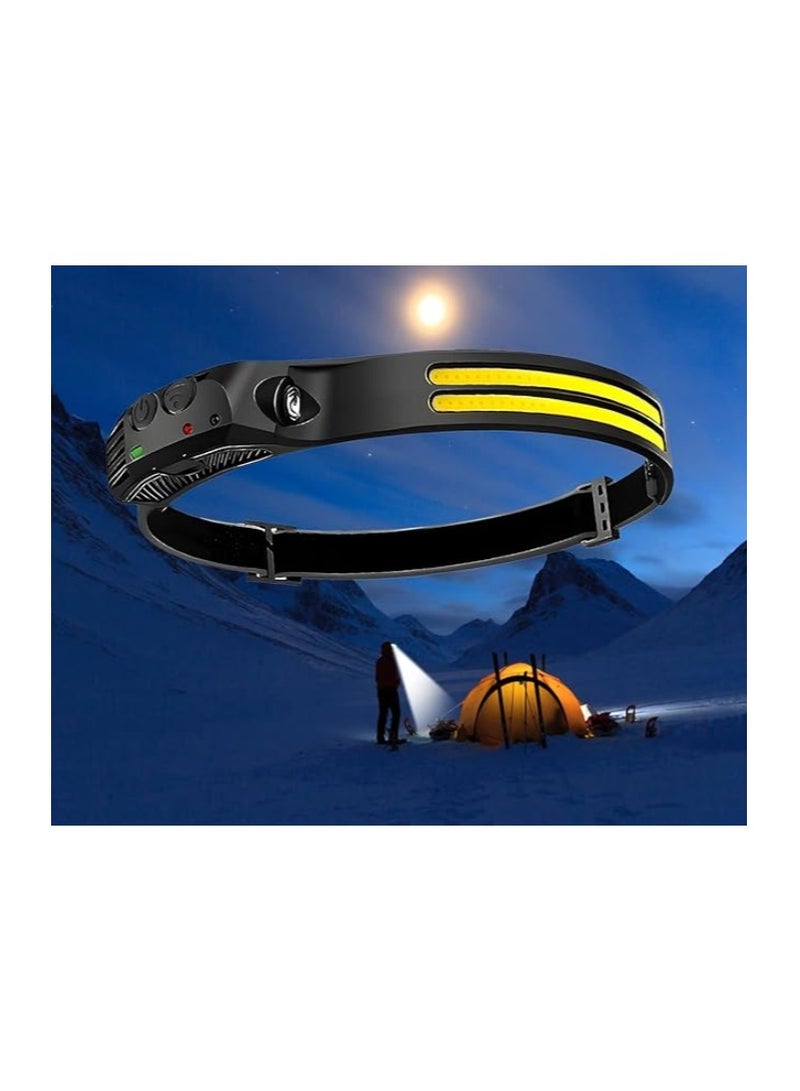 LED Headlamp Rechargeable 1PCS - 230° COB Super Bright Head Lights for Forehead, Hard hat Light Strap for Adults - USB Headband Flashlight for Ourdoor, Working, Hiking, Running, Camping, Fishing Gear - Image 3