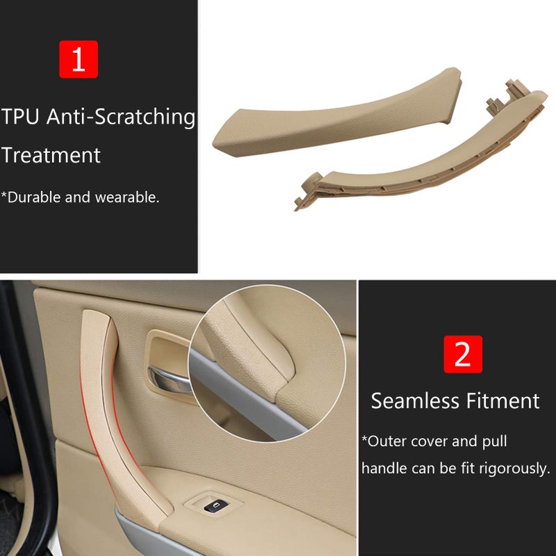 Jaronx Jaronx for BMW 3 Series E90/E91 Door Handle Replacement Kit, Passenger Side Outer Cover+Door Pull Handles for BMW 316 318 320 323 325 328 330 335 (2004-2011)(Right Side)  - Image 5