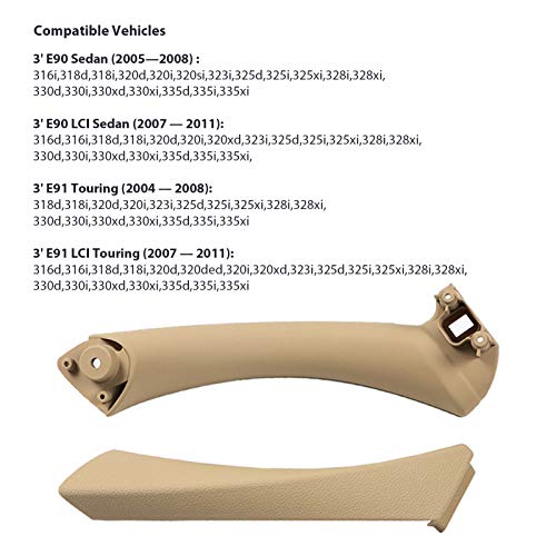 Jaronx for BMW 3 Series E90/E91 Door Handle Replacement Kit, Passenger Side Outer Cover+Door Pull Handles for BMW 316 318 320 323 325 328 330 335 (2004-2011)(Right Side) - Image 3