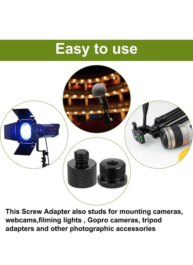 Y&D - Microphone Stand Adapter, Screw 5/8 Female to 3/8 Male and Threaded Adapter for Tripod Camera (8 Pcs, Black) - Image 1