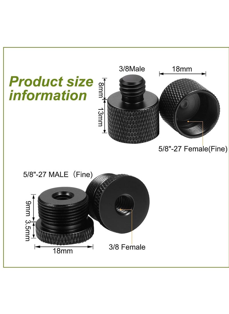Y&D - Microphone Stand Adapter, Screw 5/8 Female to 3/8 Male and Threaded Adapter for Tripod Camera (8 Pcs, Black) - Image 1