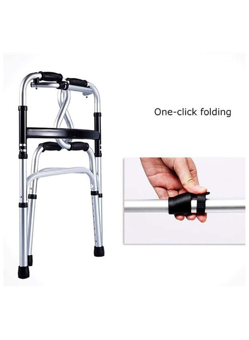 DubaiGallery Foldable Elderly Walker Height Adjustable with Removable Wheels & Bath Seat Bathroom Chair Trolley for Patients and Disabled - Image 3