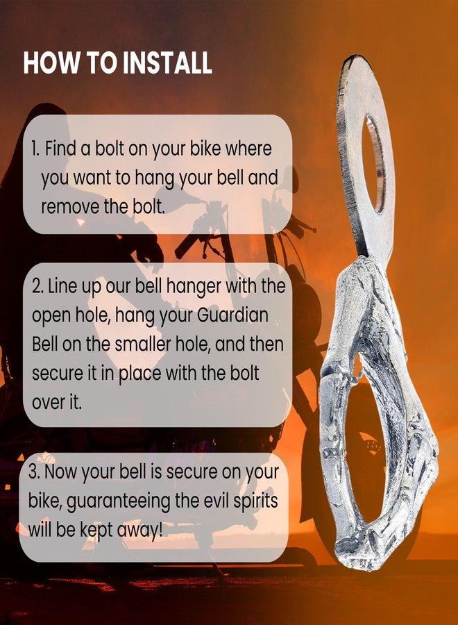 Guardian Bell Skeleton Good Luck Bell Hanger Mount | Motorcycle Bell | Lead-Free Pewter | Made in USA - Image 4