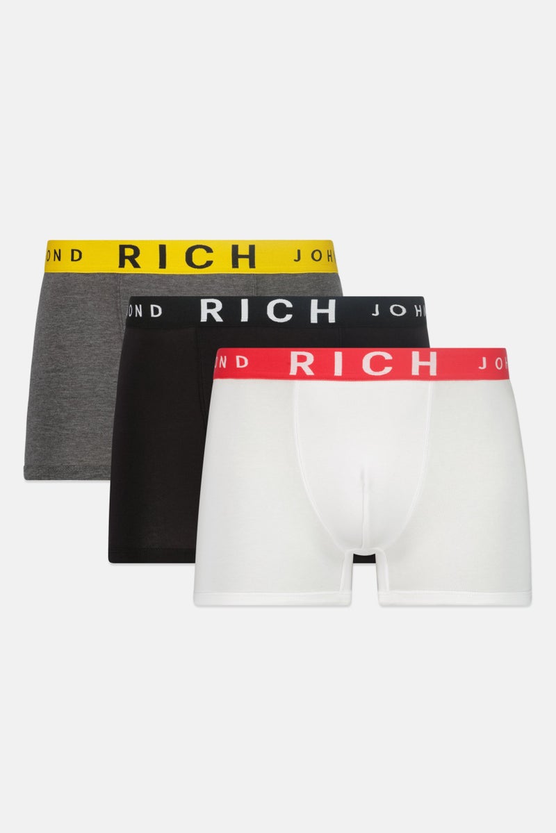 JOHN RICHMOND Men 3 Piece Brand Logo Trunks, Multicolor  - Image 1
