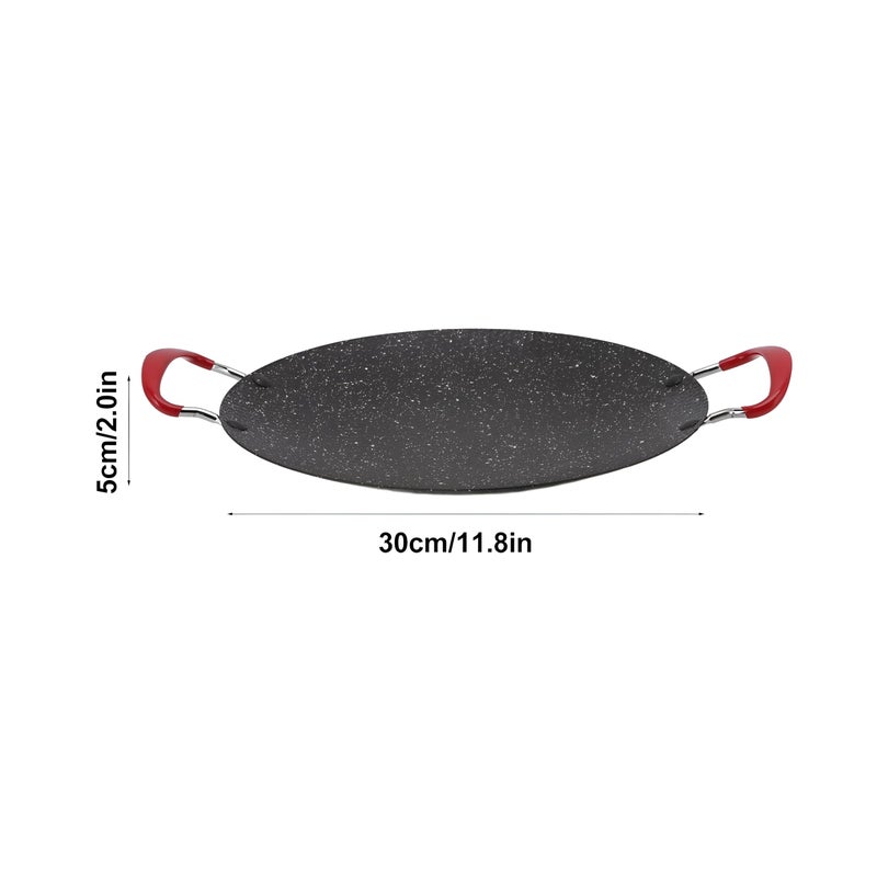 Grill Pan - Heavy Duty Korean BBQ Non-Stick Round Iron Griddle with Anti-Scalding Handle and Medical Stone Coating for Gas, Ceramic, and Camping Stove Cooking Adventures (30cm/11.8in) - Image 2