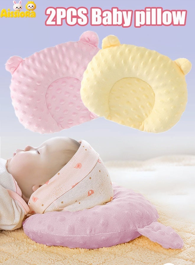 Aissiora 2PCS Baby neck support pillow Baby's head shaping pillow Memory foam pillow core Prevention and correction of eccentricity Baby pillows Suitable for newborns - Image 1