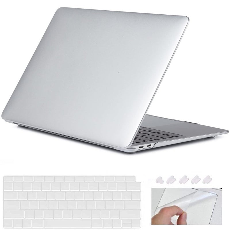 GIOIA BAZAAR Case for MacBook, Plastic Hard Shell Case Cover Compatible with MacBook Air 13 inch (2020 2019 2018 Release) M1 A2337 A2179 A1932 with Retina Display & Touch id (Metallic Silver) - Image 1