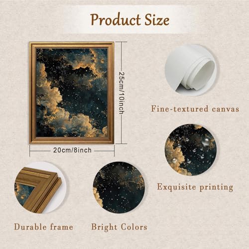 Aroutde Vintage Gold Framed Moody Celestial Wall Art, Cloud Print Abstract Night Sky Stars Art Poster Maximalist Gothic Canvas Wall Decor for Living Room Bedroom Apartment (10L x 8W, Framed) - Image 3