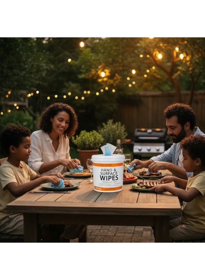 دلو مناديل تنظيف وتطهير متعددة الاستخدامات 1000 منديل | خالية من الكحول برائحة الليمون | لليدين والمطبخ والمكتب والأسطح المنزلية - Image 5