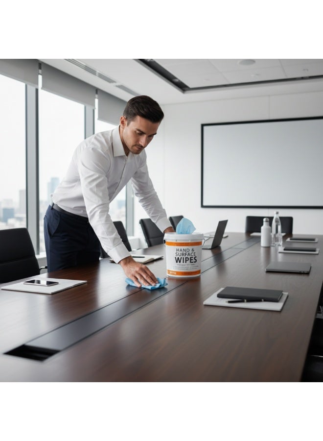 دلو مناديل تنظيف وتطهير متعددة الاستخدامات 1000 منديل | خالية من الكحول برائحة الليمون | لليدين والمطبخ والمكتب والأسطح المنزلية - Image 2