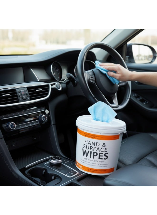 دلو مناديل تنظيف وتطهير متعددة الاستخدامات 1000 منديل | خالية من الكحول برائحة الليمون | لليدين والمطبخ والمكتب والأسطح المنزلية - Image 4