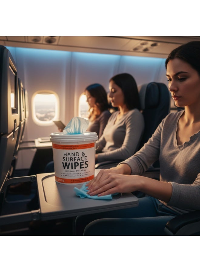 دلو مناديل تنظيف وتطهير متعددة الاستخدامات 1000 منديل | خالية من الكحول برائحة الليمون | لليدين والمطبخ والمكتب والأسطح المنزلية - Image 3