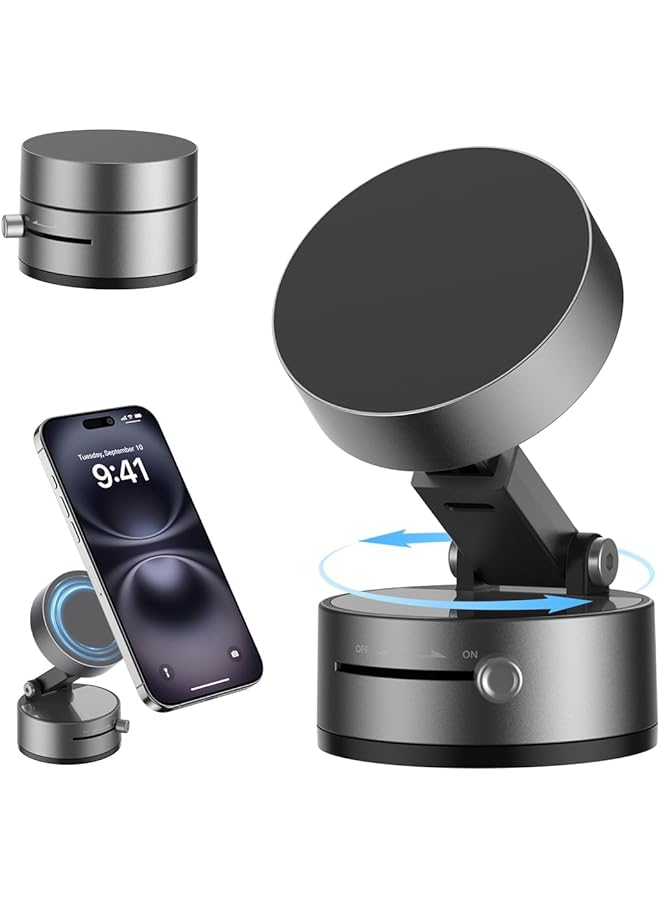 Green Tiger Multifunctional Vacuum Suction Phone Holder, Mobile Phone Vacuum Suction Cup Holder Foldable, Magnetic Suction Car Mount with Sliding Lock for Car/Gym/Mirror/Smooth Surface