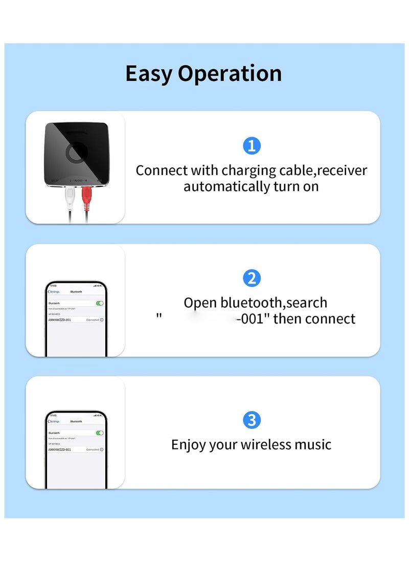 Generic - Bluetooth 5.1 Audio Receiver Adapter with 3.5mm to RCA, HiFi Bluetooth Receiver for Home Stereo, Headphones, Speakers, and Car Music Streaming. - Image 1