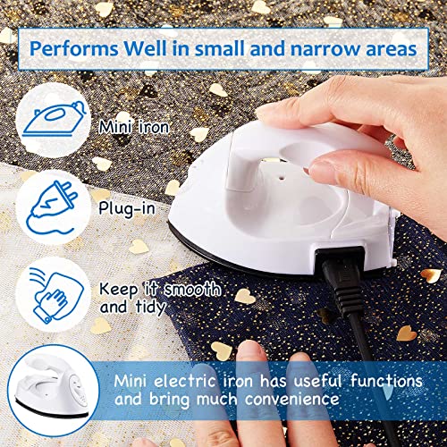 Honoson Mini Craft Iron Mini Heat Press Small Iron 3.93 x 2.36 x 2.76 In Portable Handy Tiny Flatiron with Charging Base Accessory for Fuse Bead Patch DIY Heat Transfer Vinyl(White) - Image 4
