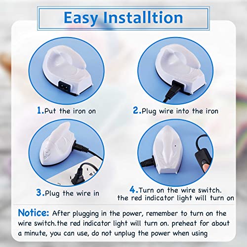 Honoson Mini Craft Iron Mini Heat Press Small Iron 3.93 x 2.36 x 2.76 In Portable Handy Tiny Flatiron with Charging Base Accessory for Fuse Bead Patch DIY Heat Transfer Vinyl(White) - Image 3