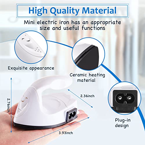 Honoson Mini Craft Iron Mini Heat Press Small Iron 3.93 x 2.36 x 2.76 In Portable Handy Tiny Flatiron with Charging Base Accessory for Fuse Bead Patch DIY Heat Transfer Vinyl(White) - Image 2