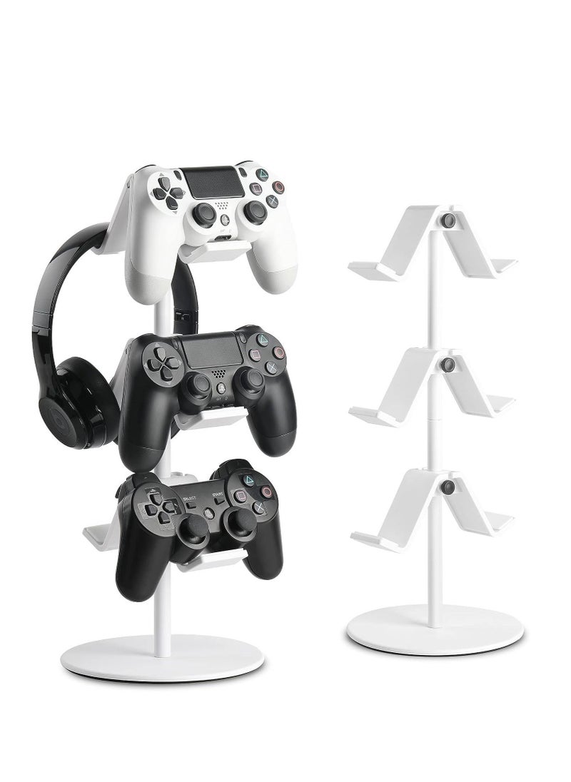 Controller Holder, Headphone Holder, Multi Adjustable Game Controller Headset Hanger for All Universal Gaming PC Accessories/Xbox/PS4/PS5/Nintendo Switch (White)