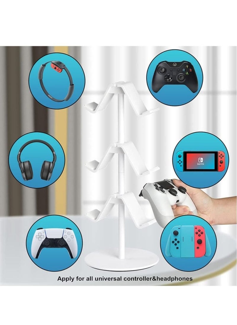 Controller Holder, Headphone Holder, Multi Adjustable Game Controller Headset Hanger for All Universal Gaming PC Accessories/Xbox/PS4/PS5/Nintendo Switch (White)