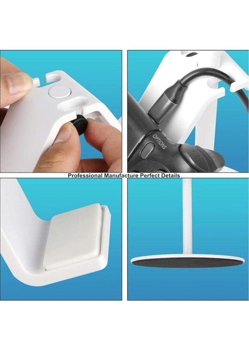 Controller Holder, Headphone Holder, Multi Adjustable Game Controller Headset Hanger for All Universal Gaming PC Accessories/Xbox/PS4/PS5/Nintendo Switch (White)