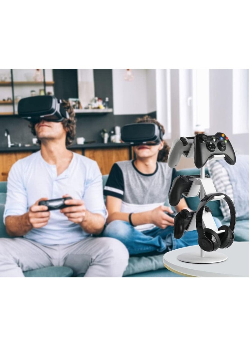 Controller Holder, Headphone Holder, Multi Adjustable Game Controller Headset Hanger for All Universal Gaming PC Accessories/Xbox/PS4/PS5/Nintendo Switch (White)