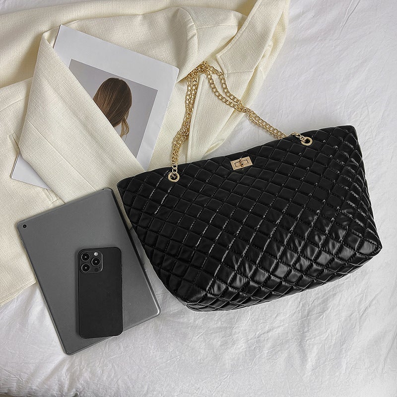 Tote Bag Chanel Style Bag For Girls 2023 New Textured Rhombus Plaid Small Square Bag Shoulder Crossbody Fashion All-Match Women - Image 3