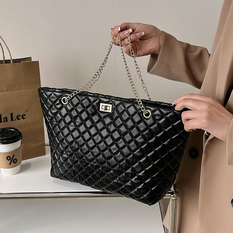 Tote Bag Chanel Style Bag For Girls 2023 New Textured Rhombus Plaid Small Square Bag Shoulder Crossbody Fashion All-Match Women - Image 5