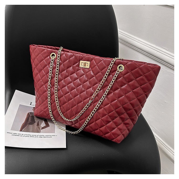 Tote Bag Chanel Style Bag For Girls 2023 New Textured Rhombus Plaid Small Square Bag Shoulder Crossbody Fashion All-Match Women - Image 1