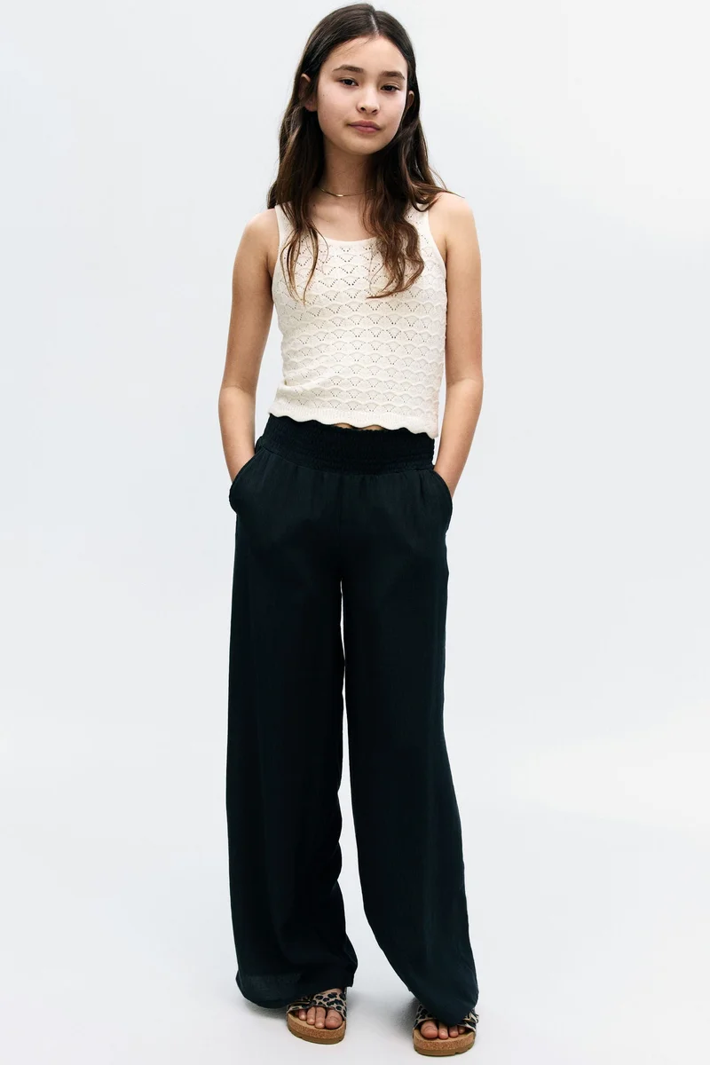 اتش اند ام Smocked crinkled trousers