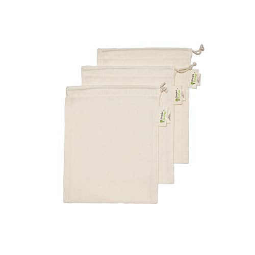 Simple Ecology Reusable Grocery Produce Shopping and Storage Bags, Organic Cotton Muslin, Small 3 pack - Image 1