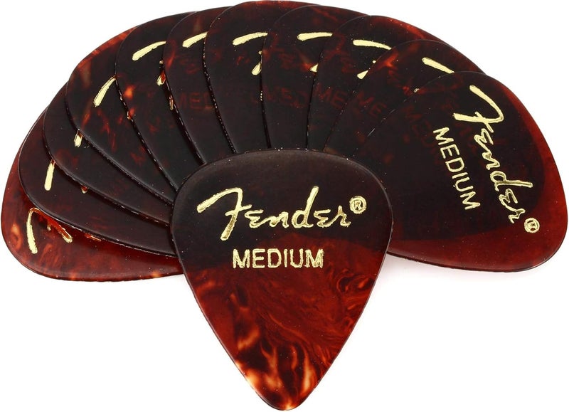Fender Tortoise Shell Guitar Picks - 351 Shape - Medium (12 Pack) - Image 1