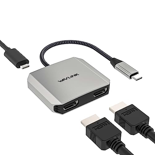 WAVLINK USB C to Dual HDMI Splitter 4K@60Hz, 3-in-1 Adapter with 87W Power Delivery for Dell XPS, HP, Lenovo, Thunderbolt 3/4 Laptops, Windows Systerm Laptops Only - Image 1