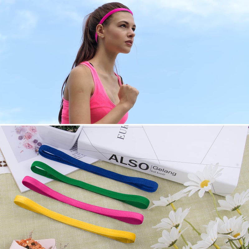 Duufin 20 Pieces Elastic Sport Headbands for Women and Girls - Non Slip Grip Headbands in 20 Colors - Ideal for Volleyball, Tennis, Yoga, Basketball, Walking, Exercise, Running - Image 4