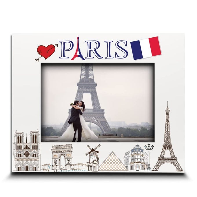 PARIS PICTURE FRAMEWEDDING HONEYMOON VACATION IN PARIS UV PRINT EIFFEL TOWER PARIS SYMBOLS DESIGN SET 5X7 HORIZONTAL
