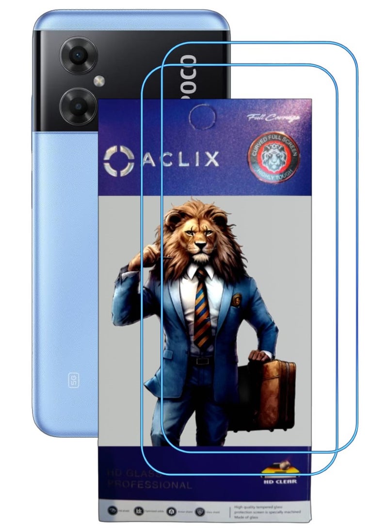 ACLIX 2 Pieces Antistatic ESD Dustproof Premium Quality High Definition Clear Tempered Glass Screen Protector Designed For Xiaomi Poco M4 5G - Image 1