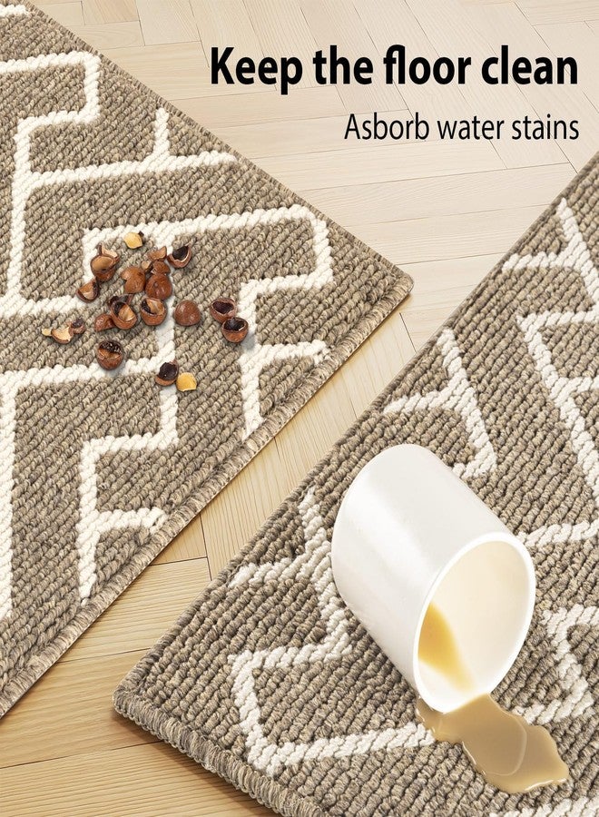 hicorfe Kitchen Rugs Sets of 2-Non Slip Kitchen Mats for Floor-Thick,Moroccan Style Kitchen Floor Mat Runner Carpet for Hallways Entryway Laundry Room Washable(20"x31.5"+20"x48",Beige) - Image 5