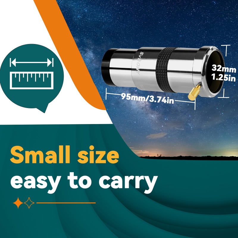 SVBONY SV137 3X Barlow Lens 1.25 inch Telescope Accessory Metal Body Fully Multi-Coated Barlow Eyepiece with Internal Brass Ring - Image 2