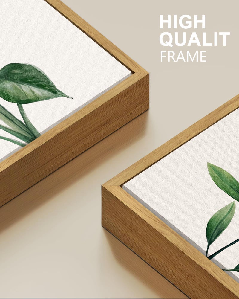 Drsoum Botanical Canvas Framed Wall Art Watercolor Green Leaf Tropical Plant Art Prints Boho Decor for Bedroom Bathroom Kitchen Home Office Decorations 8"x 10"x 4pcs - Image 4
