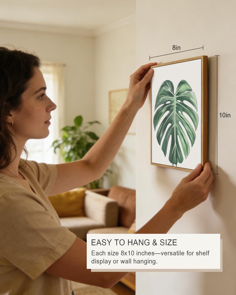 Drsoum Botanical Canvas Framed Wall Art Watercolor Green Leaf Tropical Plant Art Prints Boho Decor for Bedroom Bathroom Kitchen Home Office Decorations 8"x 10"x 4pcs - Image 5