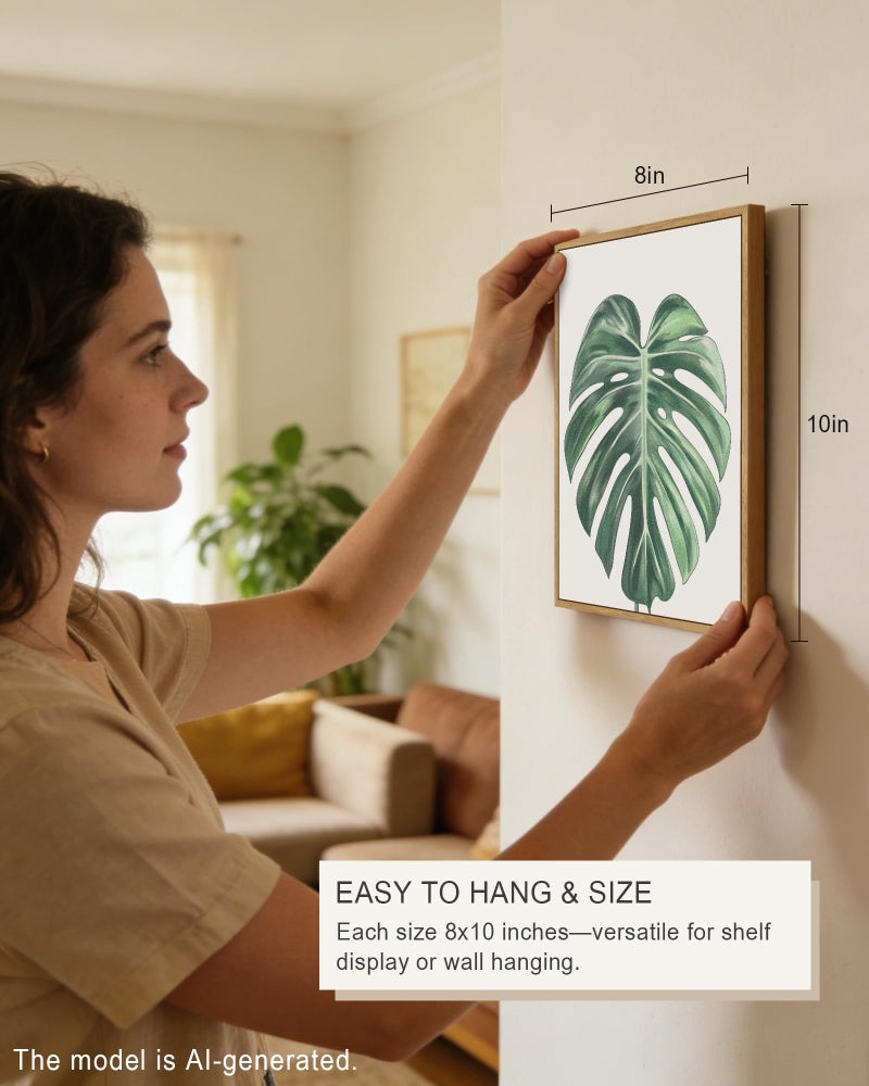 Drsoum Botanical Canvas Framed Wall Art Watercolor Green Leaf Tropical Plant Art Prints Boho Decor for Bedroom Bathroom Kitchen Home Office Decorations 8"x 10"x 4pcs - Image 5