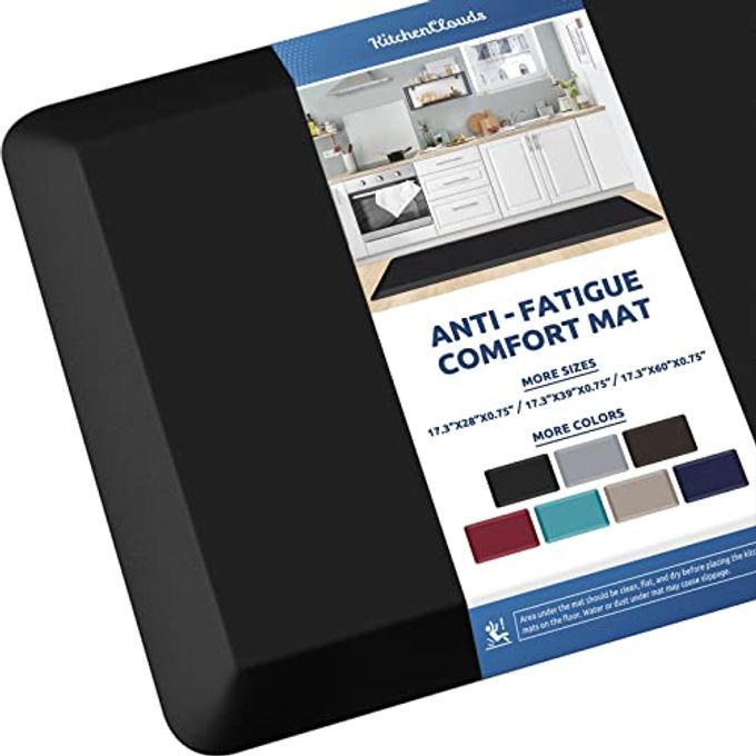 KITCHEN MAT CUSHIONED ANTI FATIGUE KITCHEN RUG 08INCH WATERPROOF NON SLIP KITCHEN RUGS AND MATS STANDING DESK MAT COMFORT FLOOR MATS FOR KITCHEN SINK OFFICE 173X60BLACK