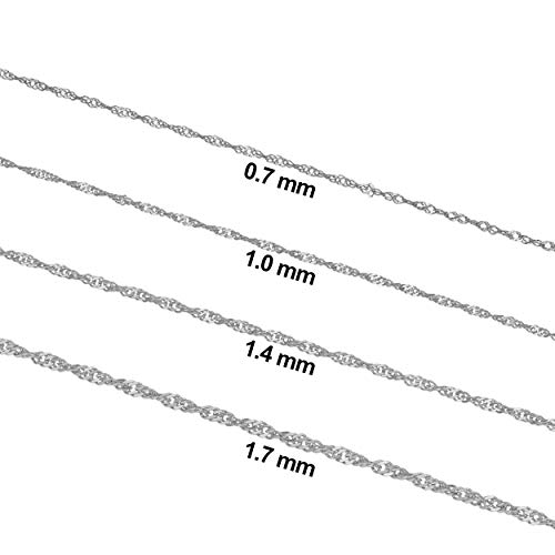 Kooljewelry Womens Singapore Chain Classic 14k White Gold Chain Necklace Spring Ring Clasp - Image 3