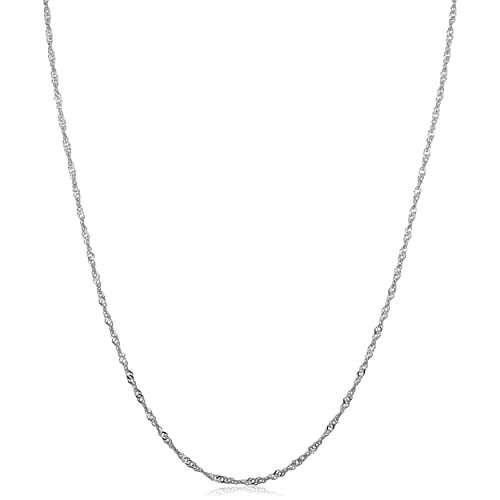 Kooljewelry Womens Singapore Chain Classic 14k White Gold Chain Necklace Spring Ring Clasp - Image 1