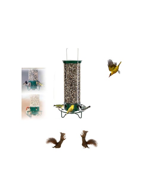 Squirrel-Proof Spinning Wild Bird Feeder with Weight Activated Rotating Perch Outside Hanging Bird Feeder Easy to Fill and Clean for Garden Yard Patio