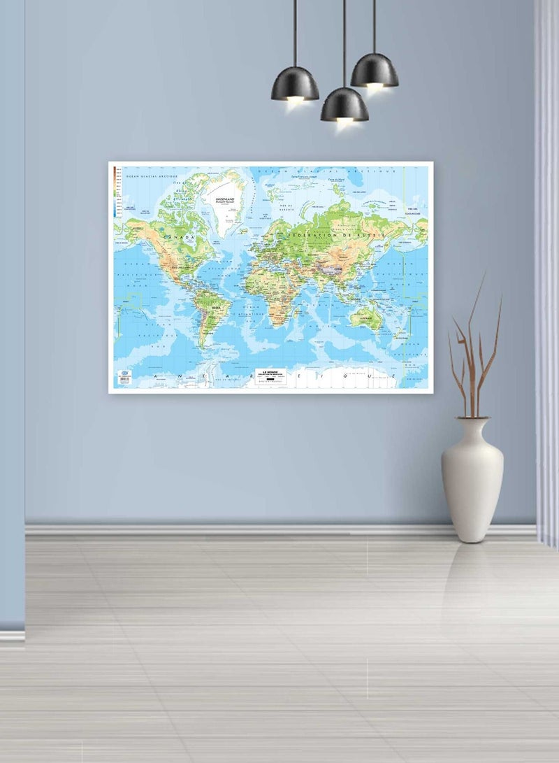 FIS "WORLD" Wall Map with Glossy Lamination, French Language, Size 50x70cm, Printed in Multicolour - FSMA50X70WFN - Image 4