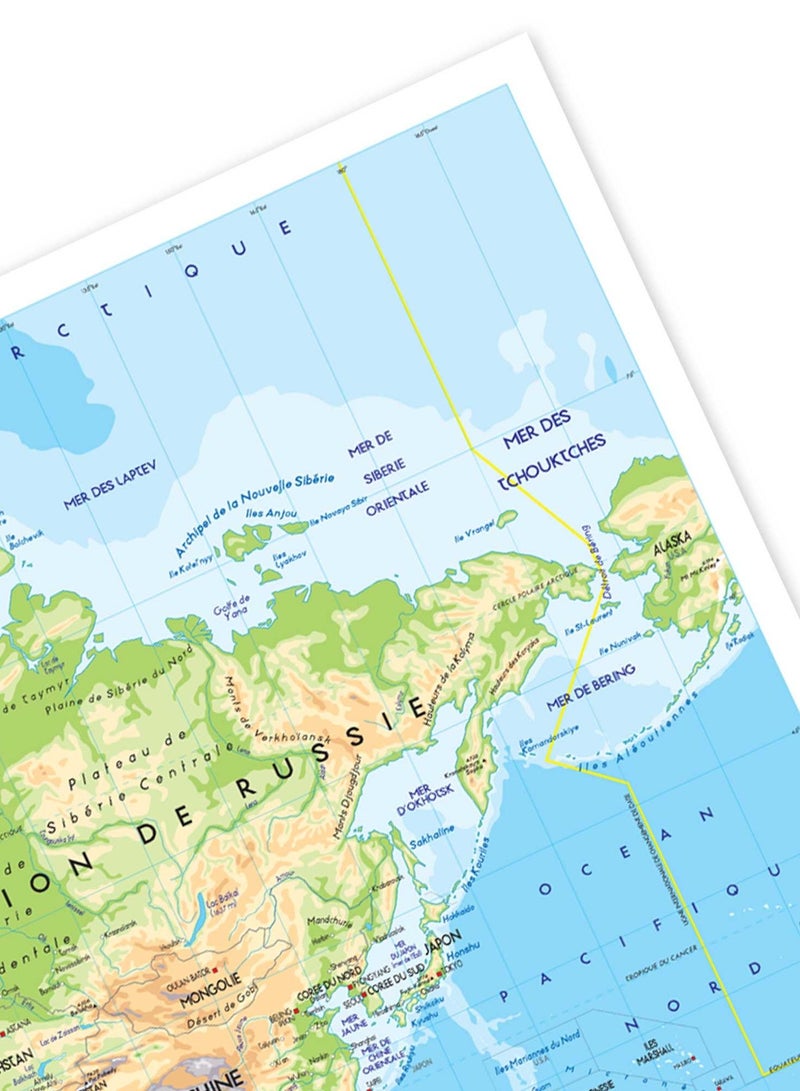 FIS "WORLD" Wall Map with Glossy Lamination, French Language, Size 50x70cm, Printed in Multicolour - FSMA50X70WFN - Image 3